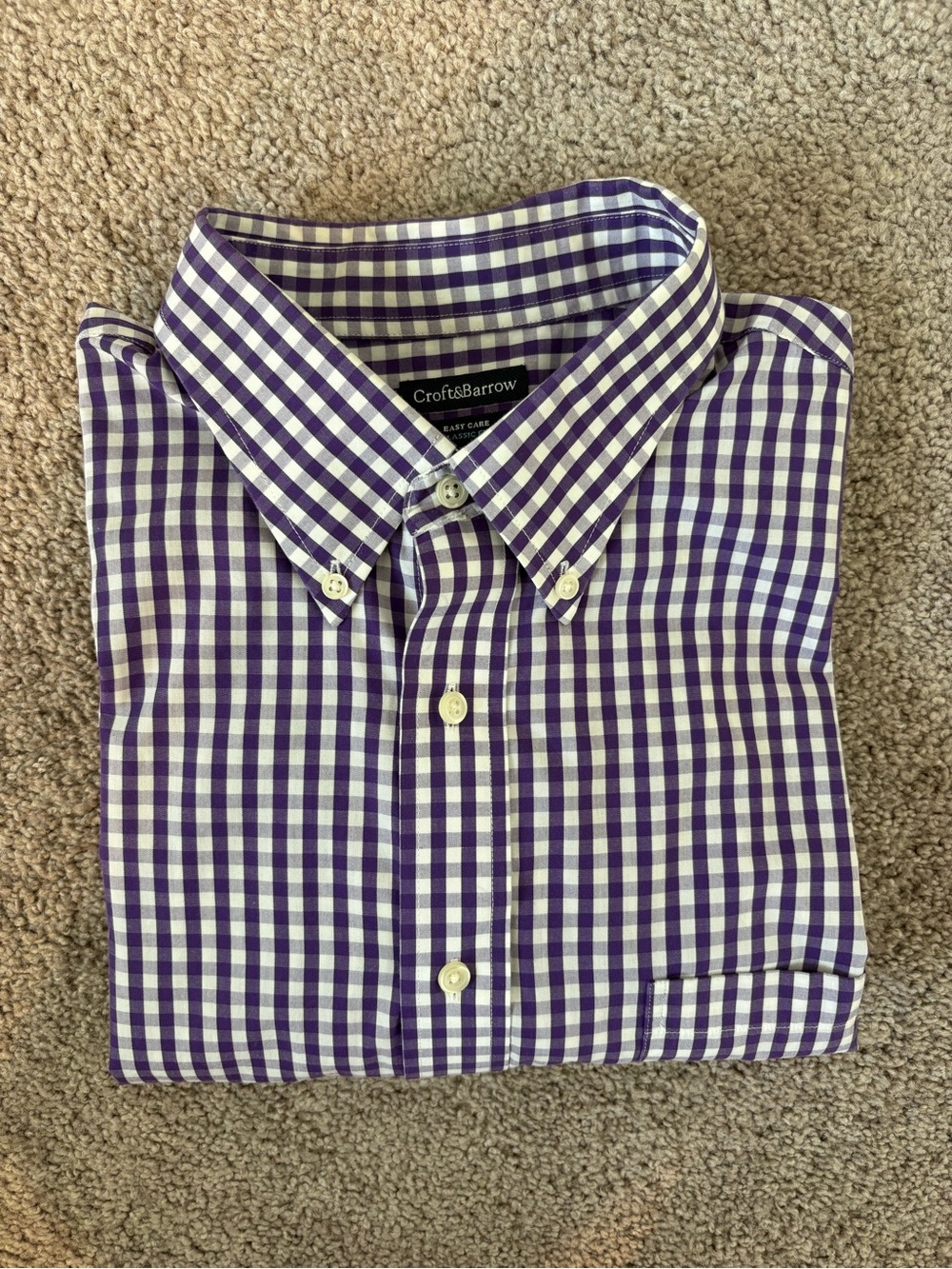 Men’s Croft & Barrow Purple & White Gingham Button-Down Shirt